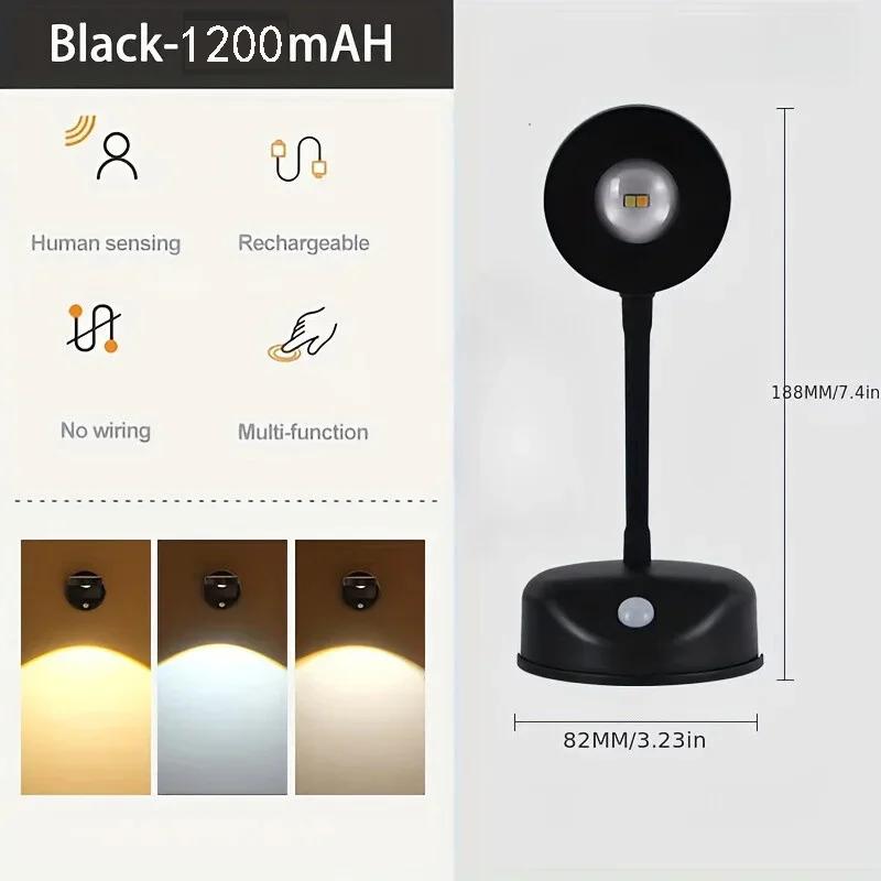 USB Rechargeable Intelligent Human Sensing Wireless Wall Light Dimmable Led Spotlight For Lighting Paintings Pictures
