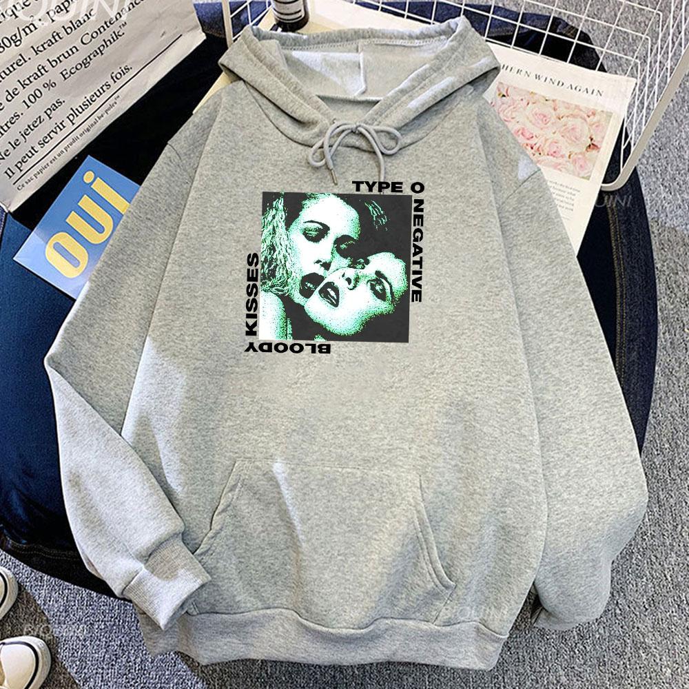 Bloody Kisses Type O Negative Hettegensere Rockeband Heavy Mental Gensere Mote Herre/Dame Klær Gotisk Vinter Unisex hettegenser