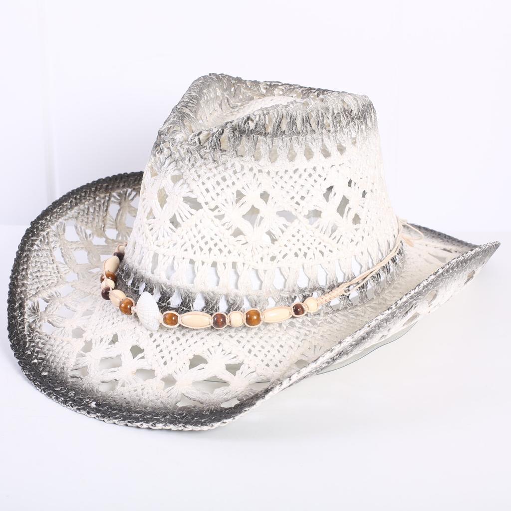 Popular sombrero de vaquero occidental hueco clásico europeo y americano, moda para hombre y mujer, sombrero de paja transpirable para vacaciones, protección solar