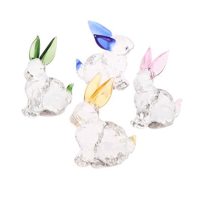 Statue de lapin en verre, figurines, ornement miniature de jardin