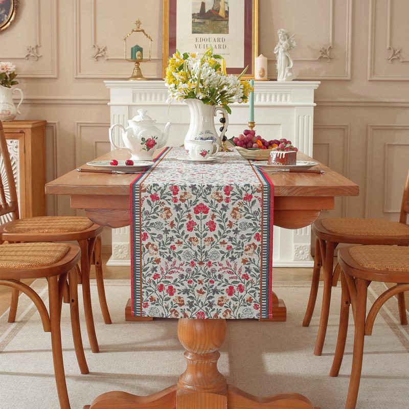 Farbe Gewebter Jacquard Polyester Baumwolle Blume Blume Tischläufer Bettende Flagge Dekorative Decke Handtuch Esstischdecke