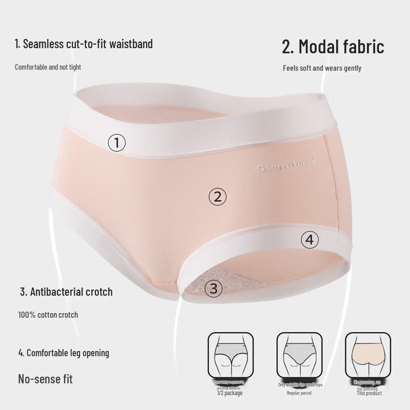 Yiershuang Women's Modal Seamless Briefs (4-Pack)