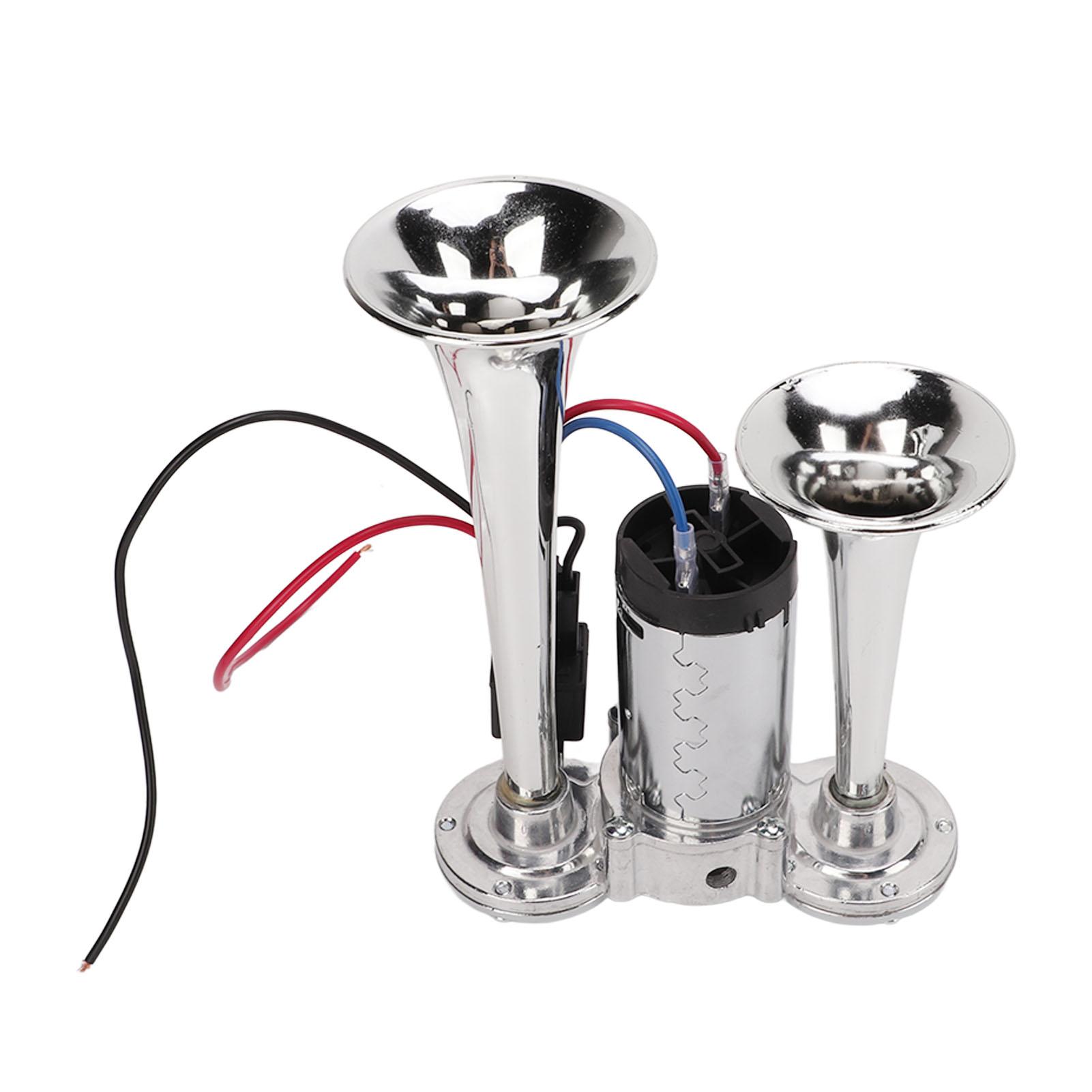 

Грузовой воздушный гудок 12 В 130 дБ двойной труба супер громкий сильный воздушный сигнал для поезда лодки автомобиля