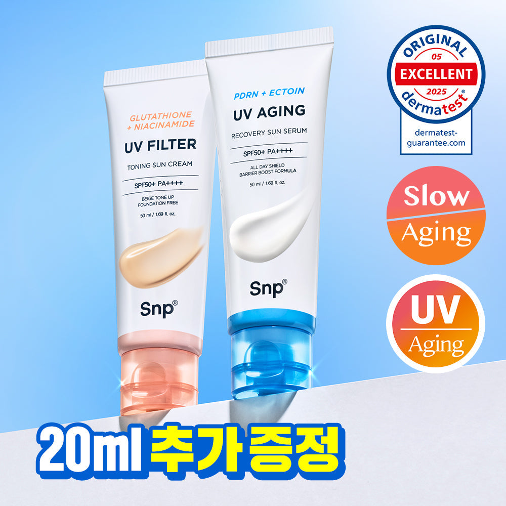 SNP Sunscreen 2-Pack 50ml+20ml PDRN Sun Serum and Glutathione Sunscreen SNP PDRN Actoines Sun Serum