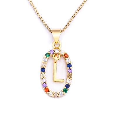 Nidin New Colorful 26 Letters A - Z Initial Alphabet Pendant Long Chain Necklace Jewelry Women Accessories Gift