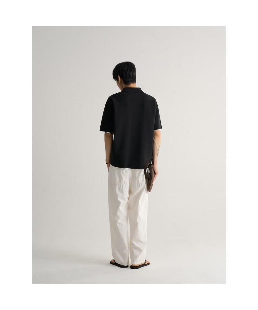 8seconds Double-Weave Open Collar Short Sleeve Knit Black