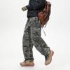 Men's Trendy Straight Casual Pants Camouflage Fashion Multi-pocket Overalls Blue Versatile Wide-leg Pants