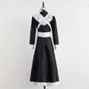 Women Men Maid Outfit Anime Long Dress Black and White Apron Dress Lolita Dresses Cosplay Costume