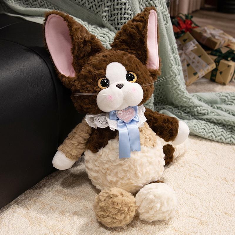

Lovely Cat Plush Featuring Scarf Gentle Stuffed Animal Toy Fluffy Huggable Creative Birth Date Xmas Present Cute And Charming Room Decor 45cm коричневый