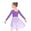 Girls Ballet Dance Practice Performance Long Sleeve Leotard High Low Elastic Waistband Chiffon Skirt Outfit