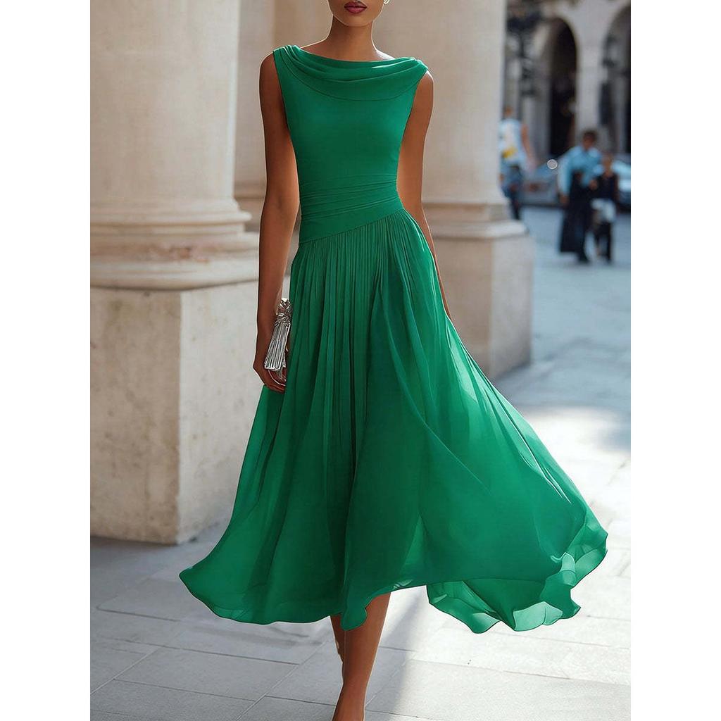 Elegant Vacation Party Cowl Neck Dress for Cross-border Export