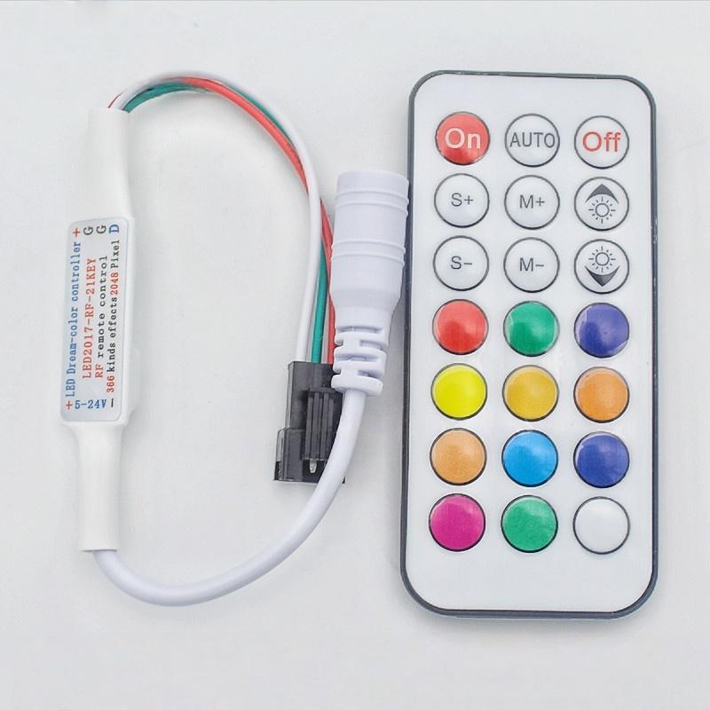 1 Set Rf Wireless Remote Control Dc5-24V Mini Controller 3-Pin Led Controller For Dream Color Ws2812B Ws2812 Ws2811 Light Strip