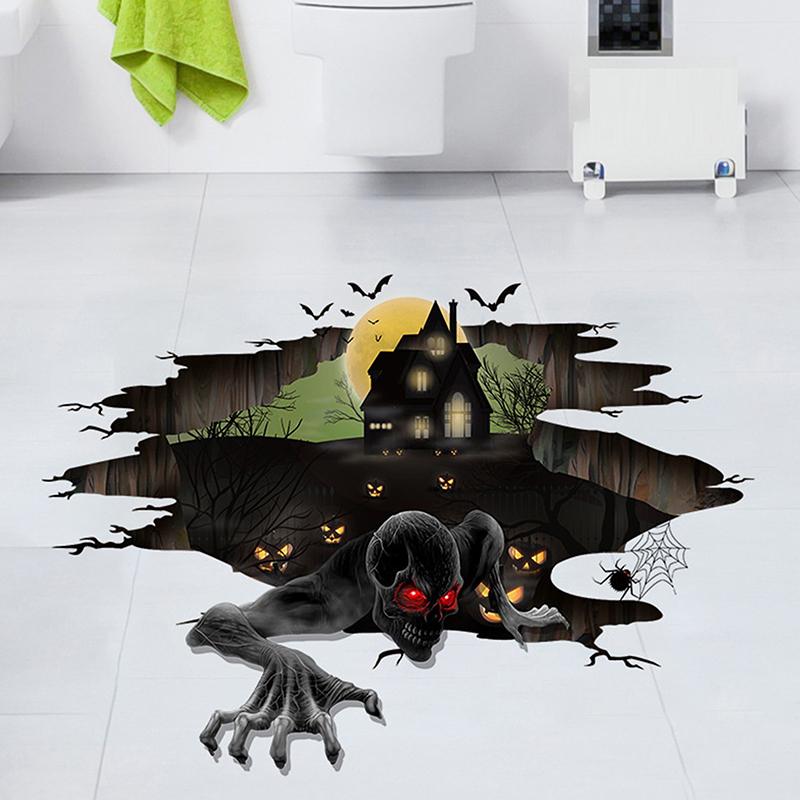 Cadılar Bayramı Çıkartmaları Uçurum Hayaleti Yer Çıkartması Kendinden Yapışkanlı Pvc Su Geçirmez Çıkarılabilir Cadılar Bayramı Parti Dekorasyonu Korku Duvar Çıkartması