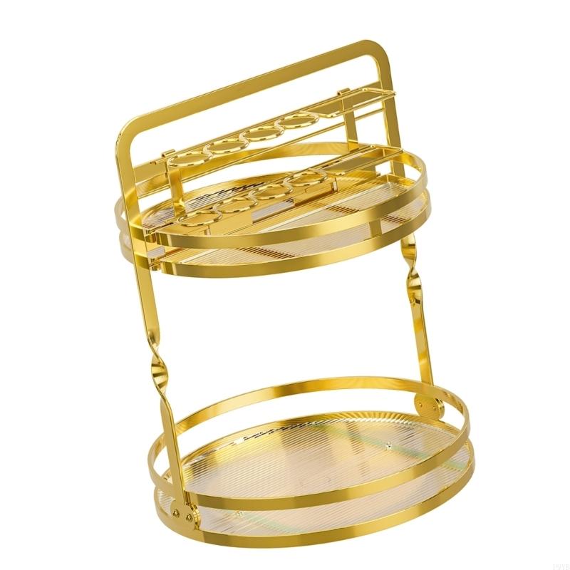 Elegant Moving Dressing Tray With Jewelry Hangers And Open Shelf For Perfumes Creams Makeup
