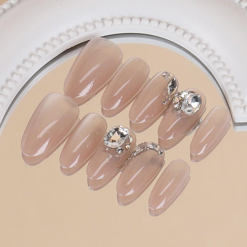 Ins Style Press On Nails Butterfly Pearl Handmade Fake Removable Women