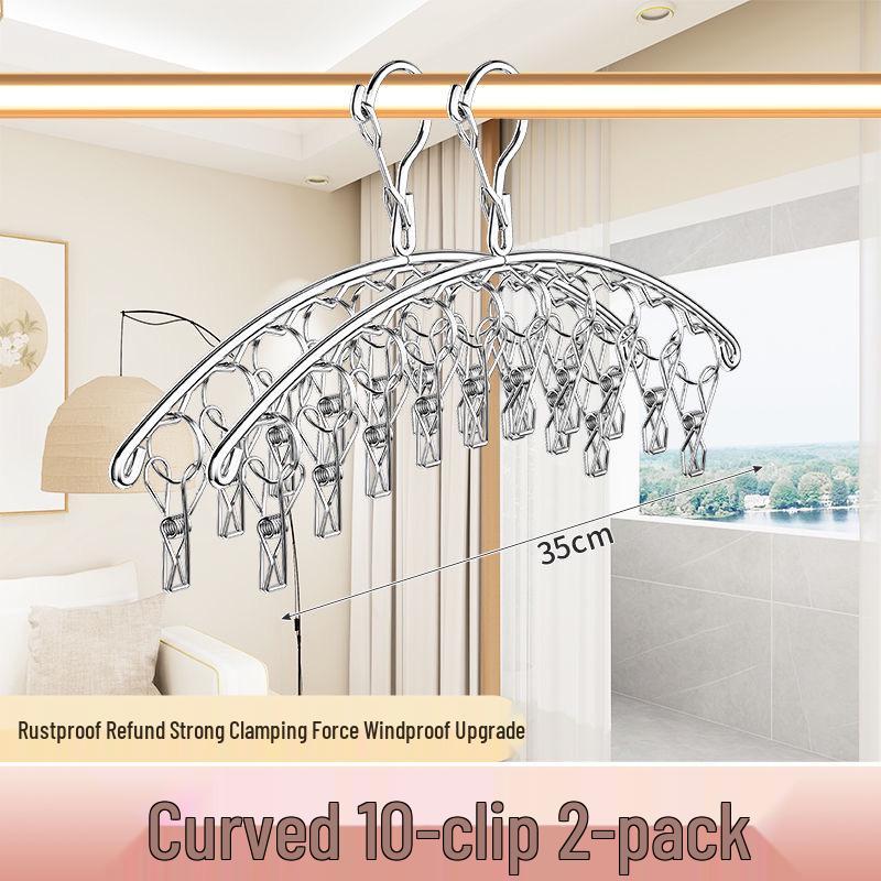 Stainless Steel Multi-Clip Clothes Drying Rack for Socks and Underwear