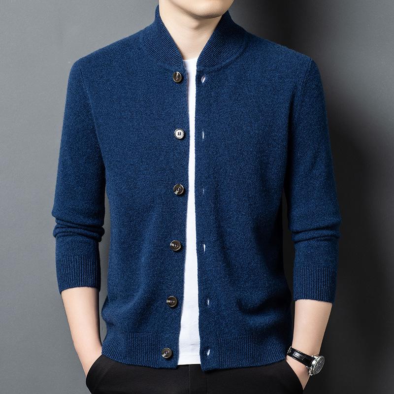 

Men s Winter Wool Cardigan: Fashionable Korean Style, Single-breasted, Thickened Knit for Middle-aged and Young Adults M