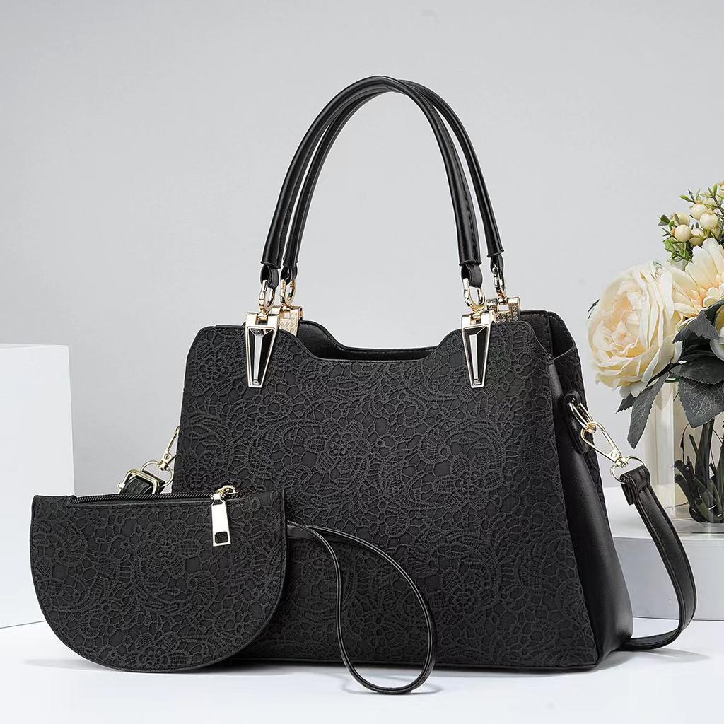 2025 Simple and Elegant Style 2-piece Handheld Set flower Lace women's bag large capacity elegant printed shoulder crossbody bag