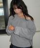 RONRON Shirring Puff Long Sleeve Gray