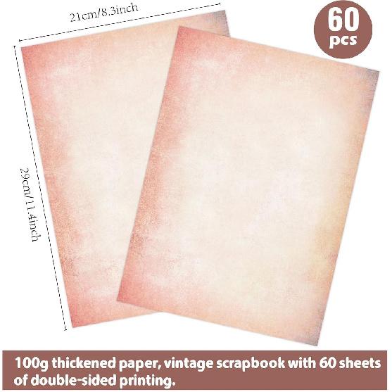 60 Sheets Retro Pink Stationery Paper, Pink Letter Paper Cute Writing Paper, Pink Copy Paper Pastel Colored Paper Computer Printer Paper