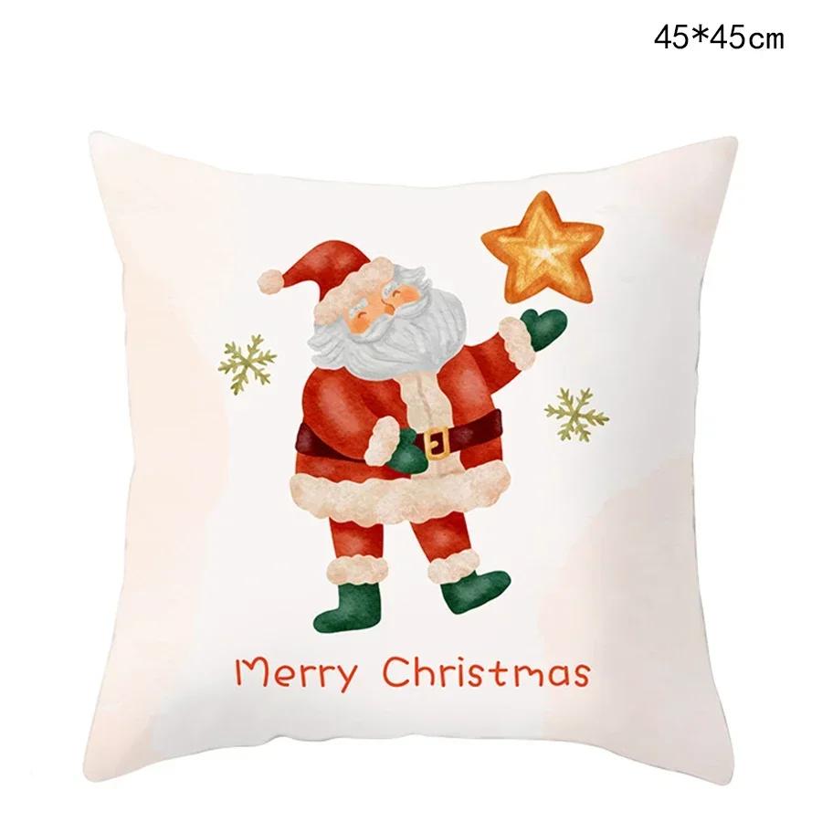 Federa per Cuscino di Natale Cartone Animato Babbo Natale Pan di Zenzero Auto Copricuscino Ghirlanda di Natale Casa