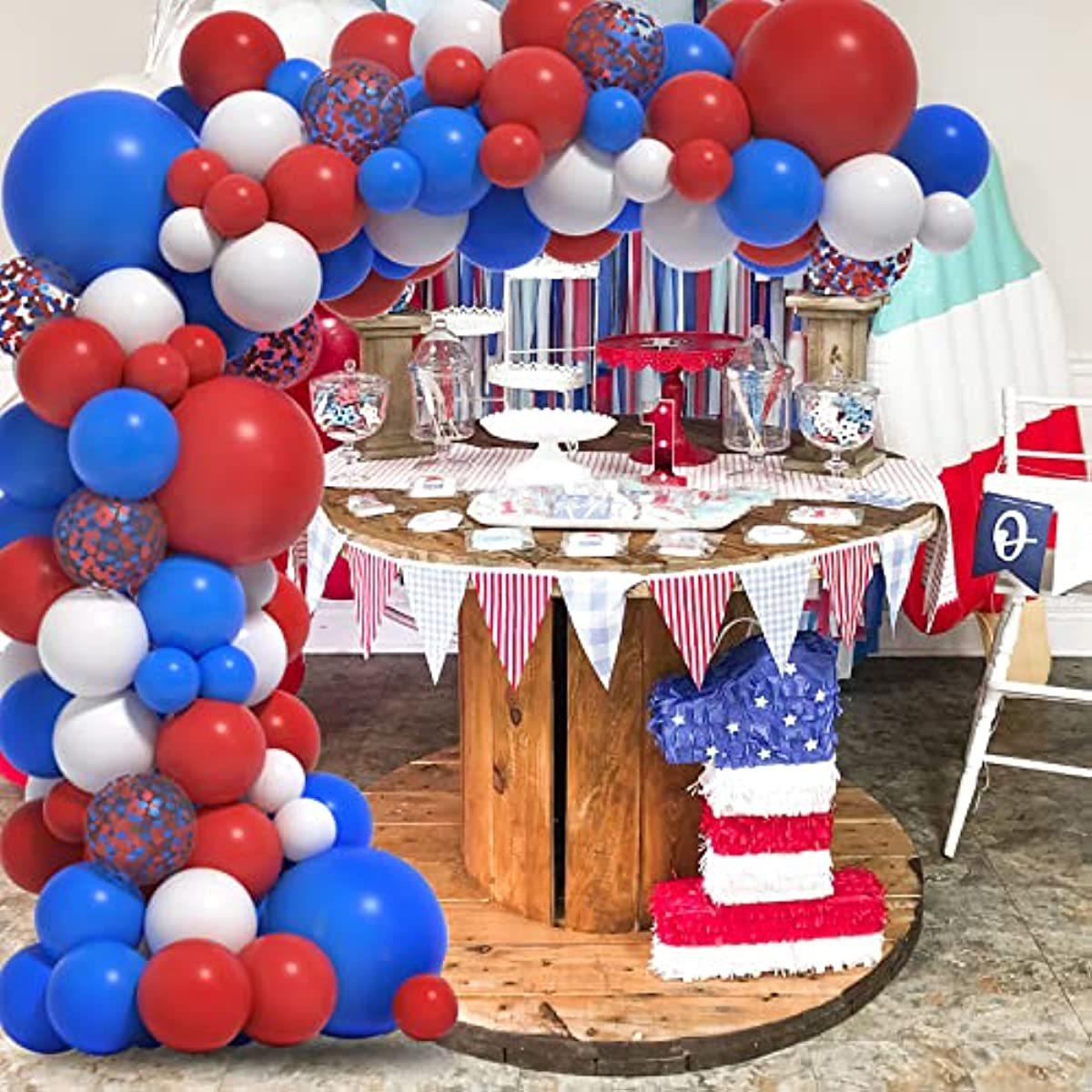 

Blue Red White Balloon Package Independence Day Themed Balloon Chain Set Party Decoration blue red