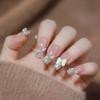 24 Pcs French Press On Nails Silver Glitter Fake Nails Simple Artificial Nail Tips