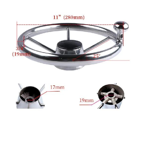 Boat Accessories  Steering Wheel With knob Stainless Steel 5 Spoke 25 Degree 11'' For Marine Yacht