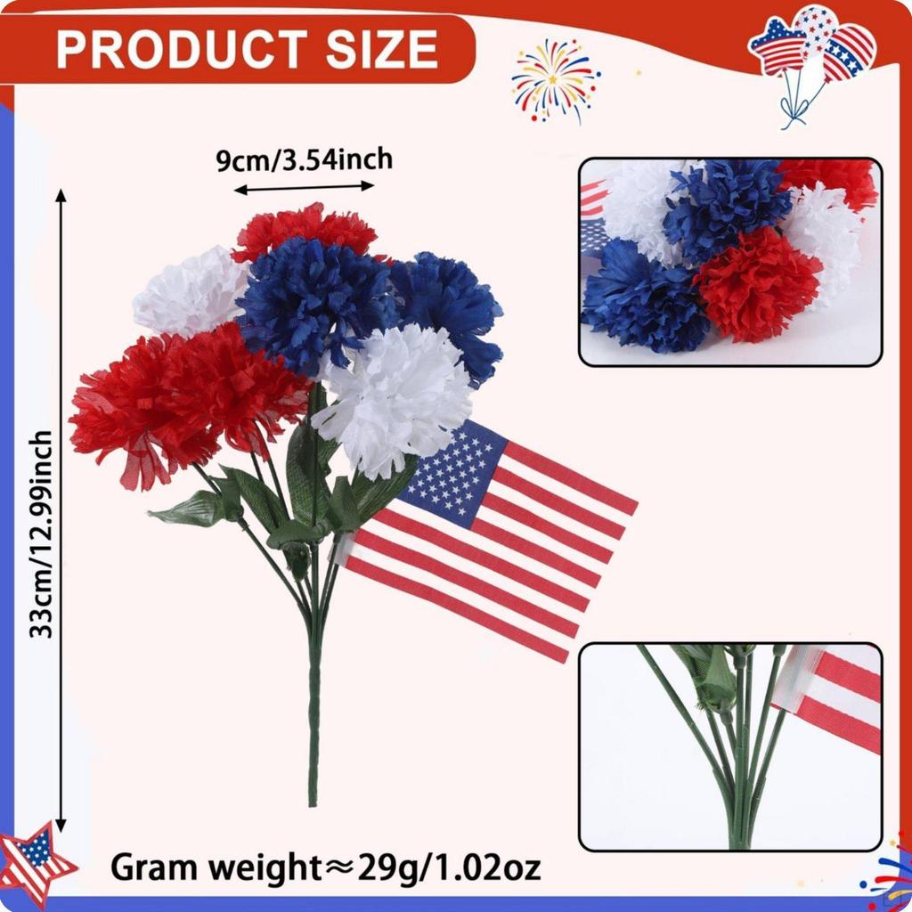 Independence Day Centerpiece Long Tricolor Chrysanthemum Floral Arrangement Reusable Patriotic