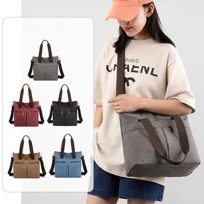 Tote Casual Canvas Bag Women's Bag Large Capacity Fashionable Commuting Single Shoulder Handbag Simple Messenger Bag