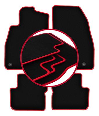 Velour Floor Mats with Red Edge For: Opel Corsa D Hatchback (2006-2015)