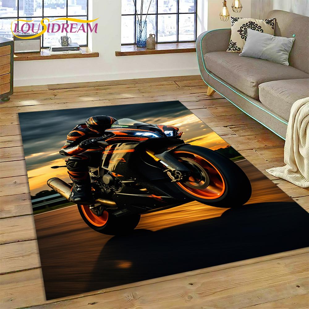 Motocross Motorcycle Modern Rug Carpet for Living Room Bedroom Home Decor,Floor Mat Non-slip Decoration for Sofa Kitchen doormat