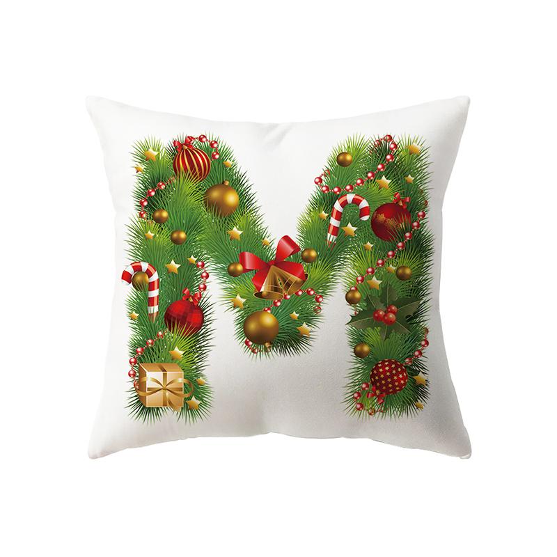 Weihnachtsthema Weihnachtsdekoration Alphabetmuster Kissenbezug Heim Wohnzimmer Sofa Dekoration Kissen Kissenbezug