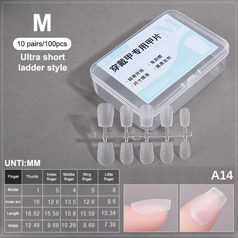 100PCS/Box Fake Nail Tips Medium Design Matte Finish False Nails Manicure Tool Extension Press On Nails