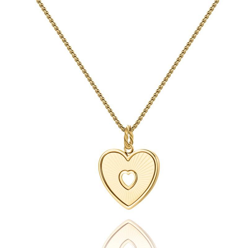 Heart Series 18K Gold-Plated Titanium Steel Necklace - Elegant, Colorfast, Simple & Chic Clavicle Chain
