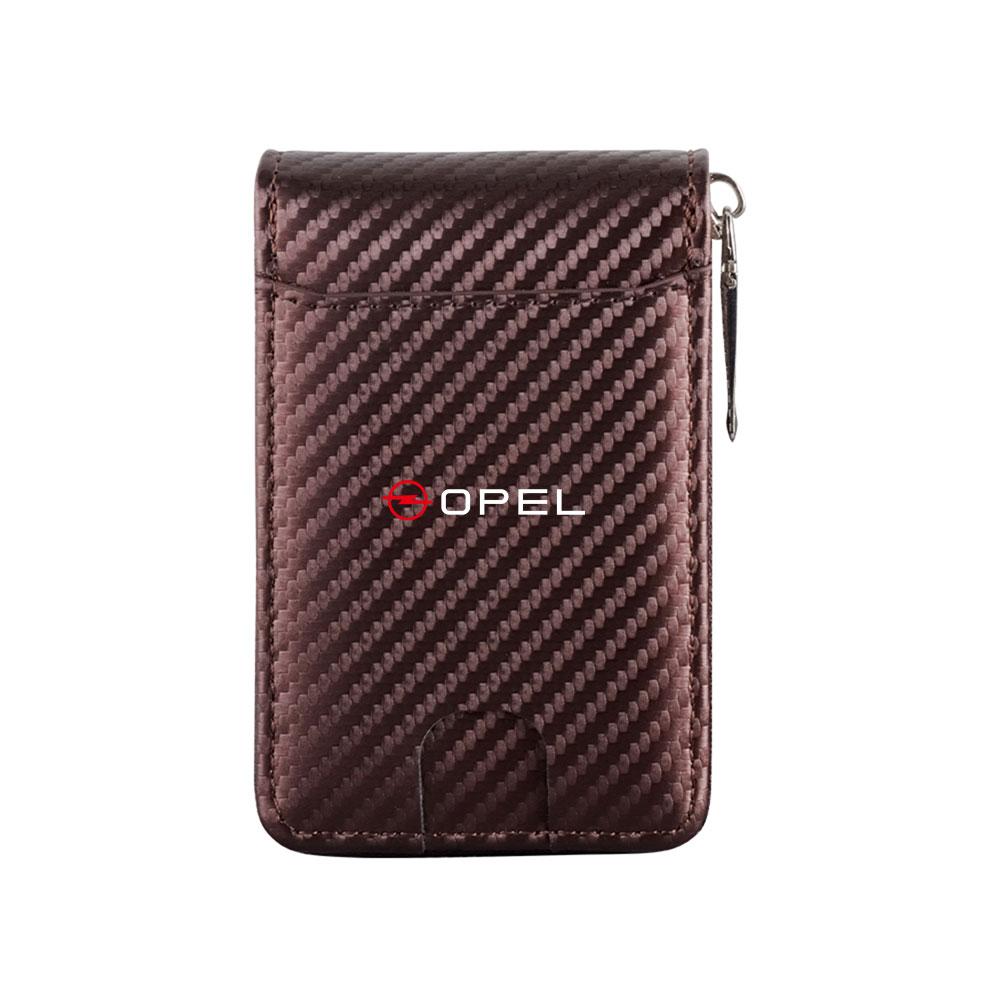 For Opel OPC Astra K Vectra Corsa Zafira Insignia Mokka Car Emblem Driver License ID Card Holder Storage Bag Case Wallet Decor