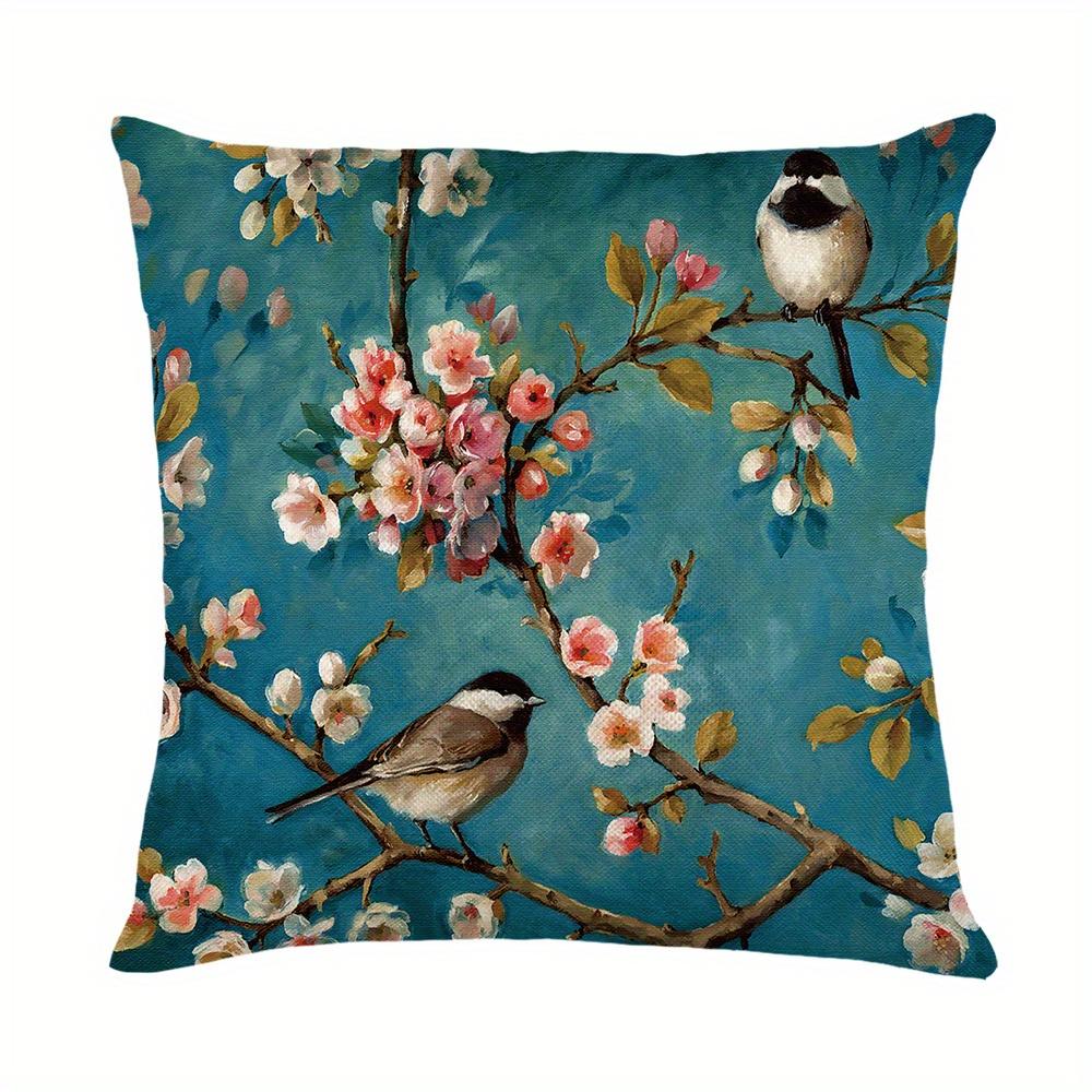 Painting Birds And Branch Print Throw Pillow Case, Cushion Cover For Sofa Home Decor 45x45cm
