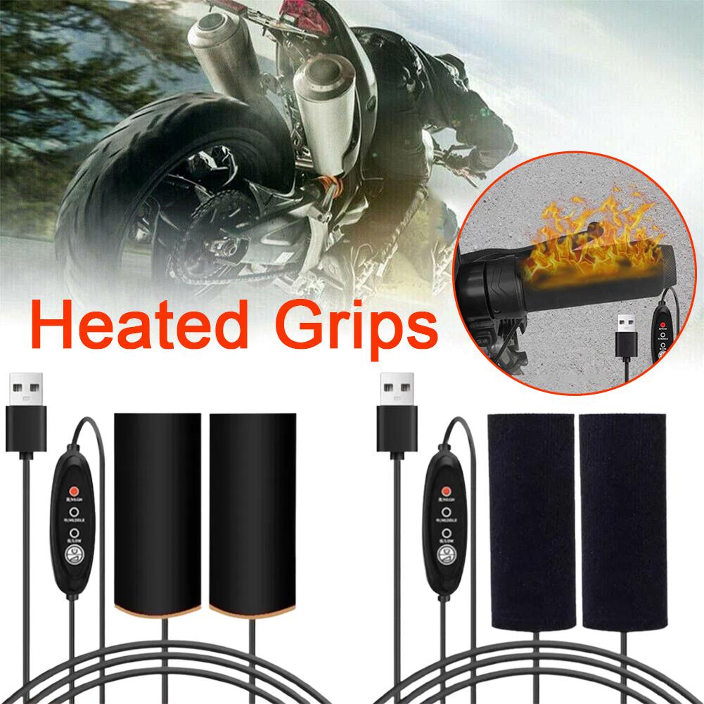 USB Motorcycle Heated Grips Handlebars 3-speed Adjustable Insulated Handlebars Electric Scooter Bicycle Warming Accessories