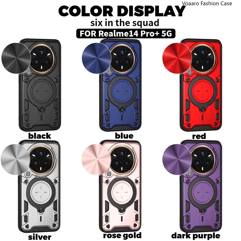 Rotate Slide Lens Camera Armor Funda for OPPO Realme 14 Pro Plus 13 P3 Pro 5G Global Case Magnetic Ring Kickstand Holder Cover