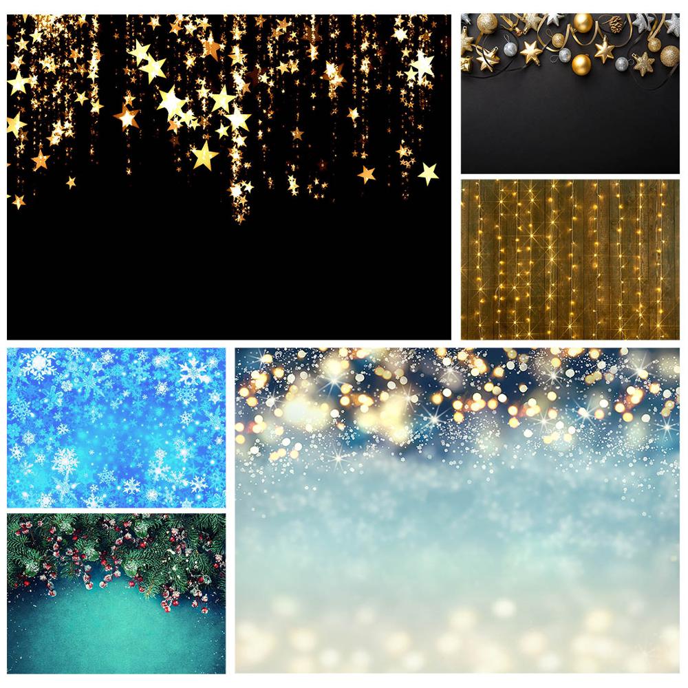 Photography Backdrop Golden Stars Black Blue Christmas Vinyl Background for Children Baby Shower Party Photoshoot Photo Studio
