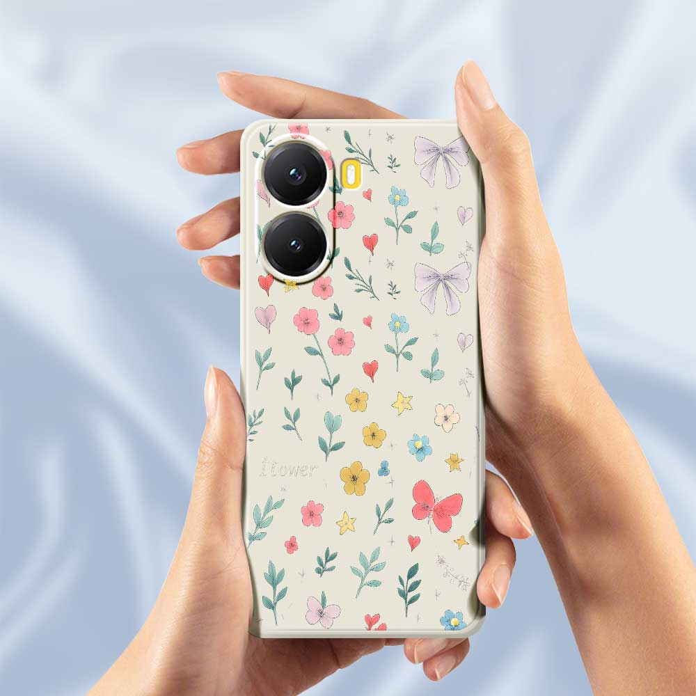 For Xiaomi Redmi Turbo 4 5G/Poco X7 Pro 5G Case Floral Bow Pattern Printing Straight Edge TPU Phone Back Cover