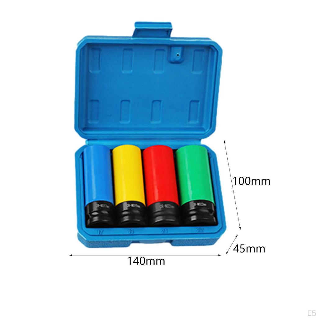 Sada objímek kol, Metrický ochranný náraz 17 mm, 19 mm, 21 mm 1/2 palcový pohon