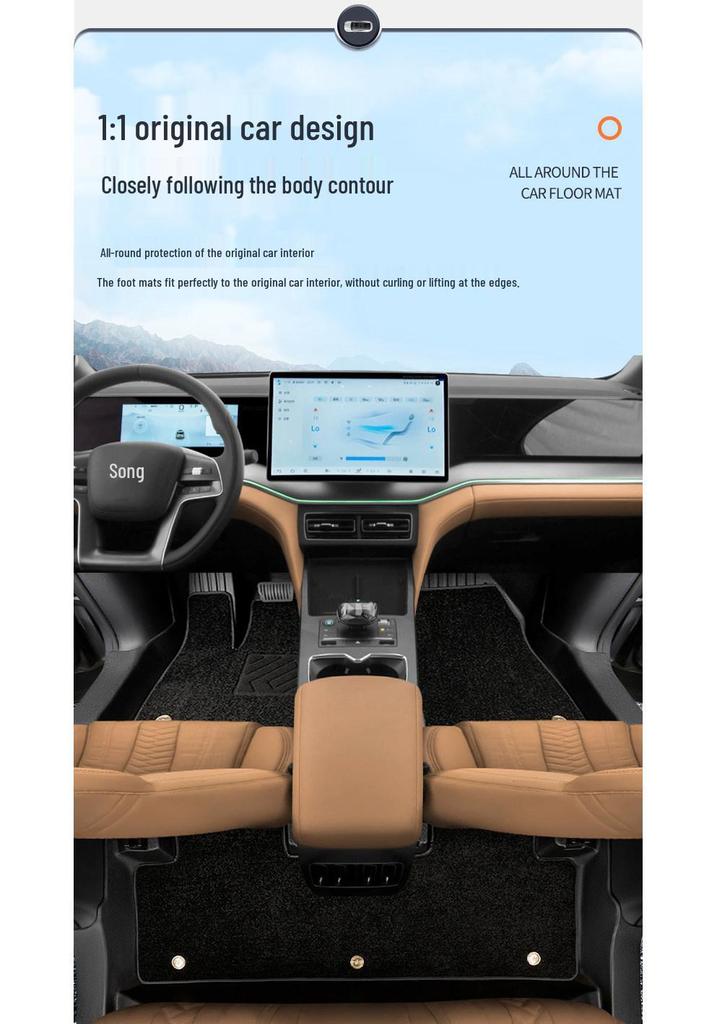 Compatible TPE Floor Mats for 26 BYD Song L DMI Models – Full Coverage, Custom EV Car Accessories