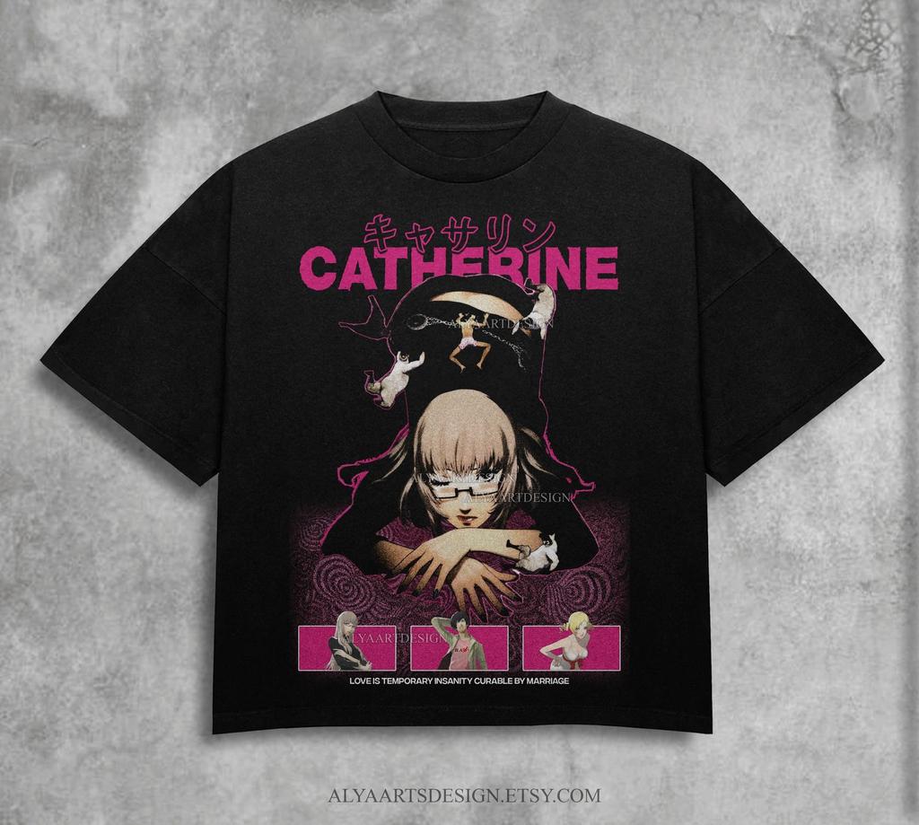 Catherine T-Shirt, Vintage Bootleg Style, 90s Anime Tee, Atlus JRPG Merch, Persona Fan Gift