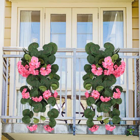 Hängende Künstliche Malus Spectabilis 11 Gabeln UV-Beständig Realistische Falsche Blume Hochzeitsparty Innen Außen Garten Wandbehang Kunstblume