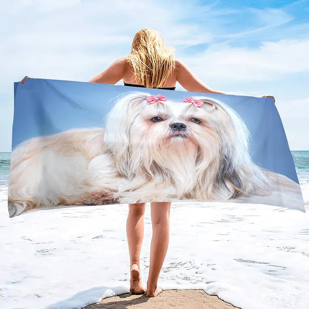 Shih Tzu Dog Beach Towel Soft Highly Absorbent Extra Large Personalized Pet Shih Tzu Towel Oversized Custom Travel Pool Towels