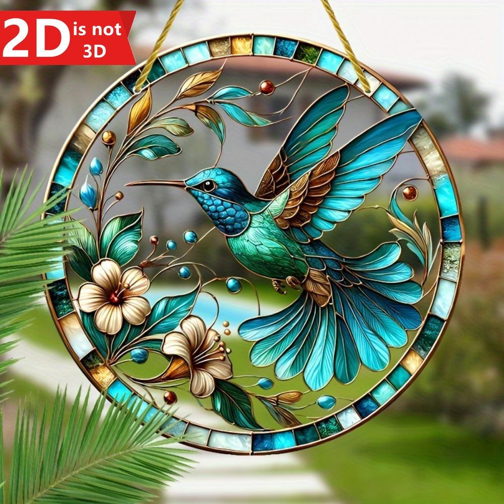 2D hummingbird & flower catcher for windows, walls, and gardens. A perfect gift for loved ones.