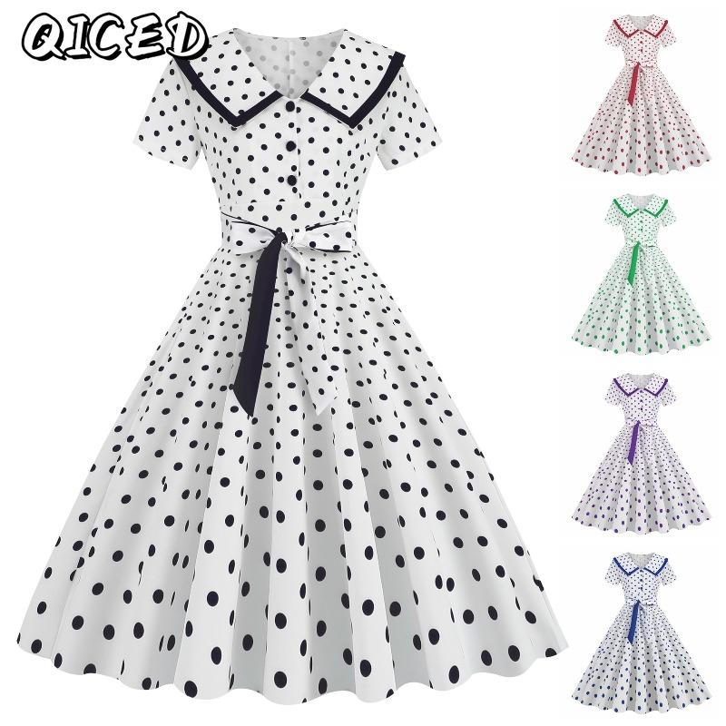 QICED Vestidos Casuais de Manga Curta com Decote em V para Verão e Primavera