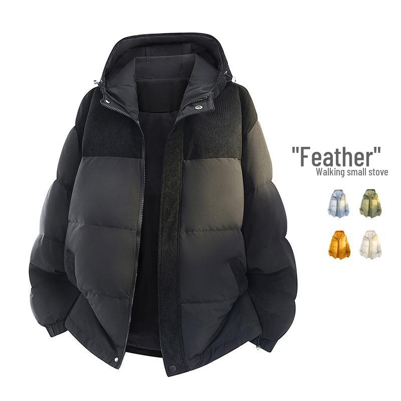 Men's 2025 Winter Corduroy Patchwork Down Jacket - Loose, Casual, Thickened, Warm, Couple Style Coat