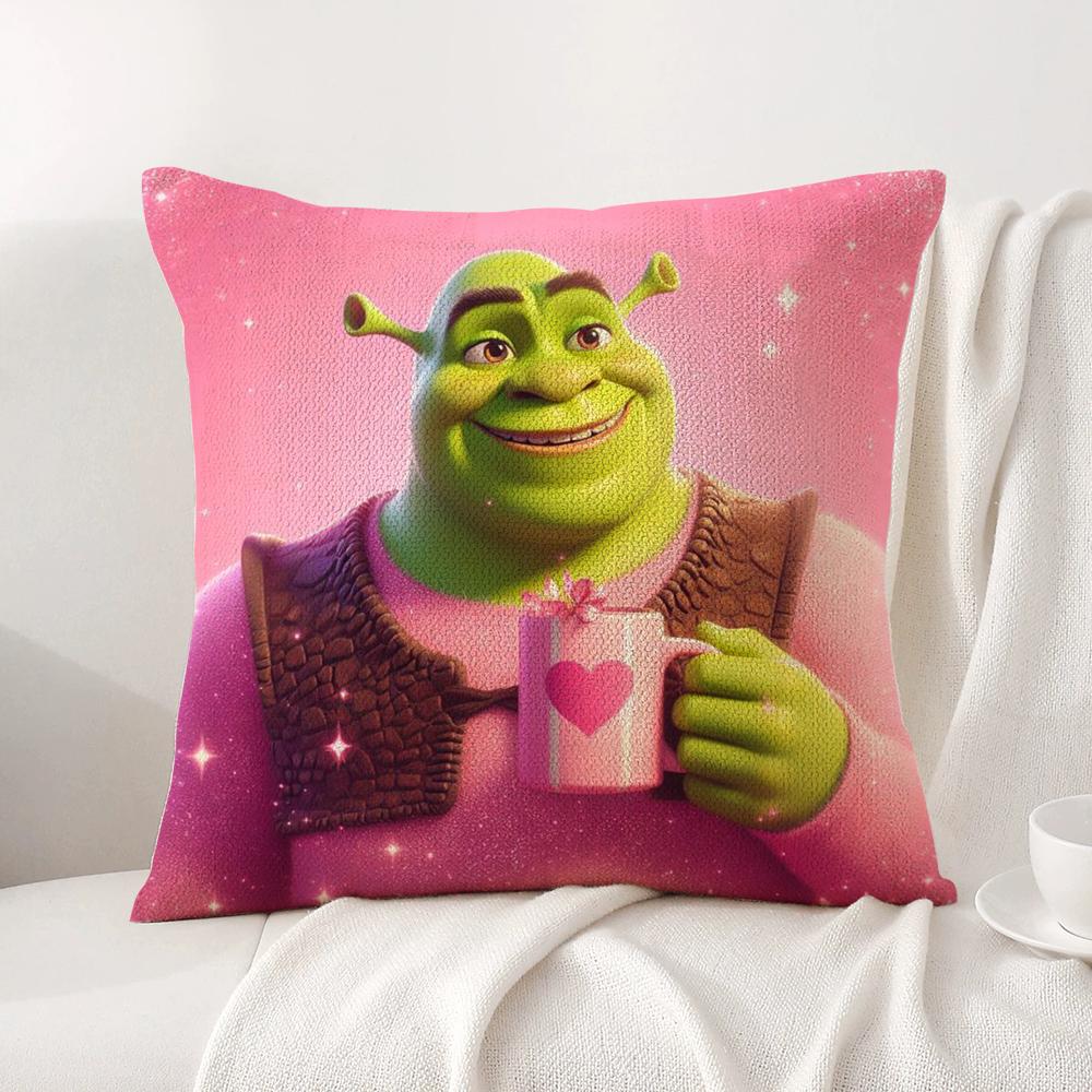 Funny Cartoon S-Shreks Pillow Case Natural Linen Organic Fabric Double-Sided Printing Breathable Perfect For Home Decor